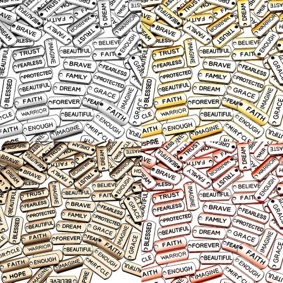 40 Pieces Word Charms Pendants Engraved Motivational Charms Pendants Jew… - Picture 4 of 12